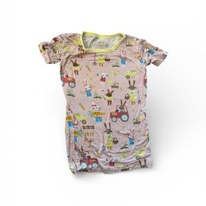 Little Sleepies Pink Animal and Tractor Print Tee